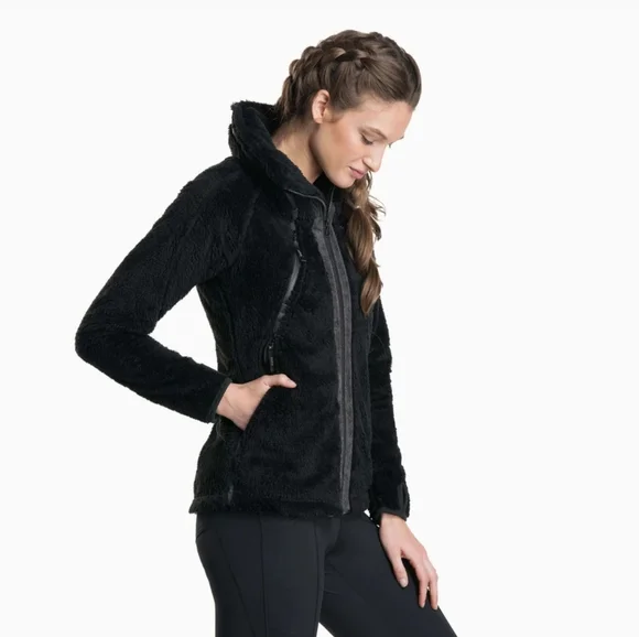 Kuhl black plush sherpa hooded flight jacket S - Picture 4 of 14